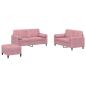 Preview: 3-tlg. Sofagarnitur mit Kissen Rosa Samt