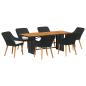 Preview: 7-teiliges Garten Essgruppe Schwarz Poly-Rattan