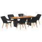 Preview: 7-teiliges Garten Essgruppe Schwarz Poly-Rattan