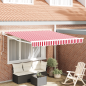 Preview: manuelle einziehbare Markise Rot mit weißen Streifen 300x250 cm