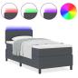 Preview: Boxspringbett mit Matratze & LED Dunkelgrau 80x200 cm Cordstoff