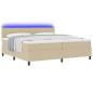Preview: Boxspringbett mit Matratze & LED Licht Grün Grau 200x200 cm Cordstoff