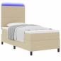 Preview: LED Boxspringbett mit Matratze Hellgrün Grau 100x200 cm Cord