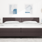 Preview: LED Kopfteil Linien-Design Dunkelbraun 100 cm Stoff