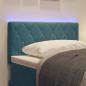 Preview: LED Kopfteil, Kristallknopf, Diamantsteppung, Dunkelblau, 80 cm, Samt