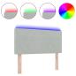 Preview: LED Kopfteil mit Kristallknopf, Geplustert, Hellgrau, 90 cm, Samt