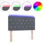 Preview: LED Kopfteil Kristallknopf Gesteppt Dunkelgrau 100 cm Samt