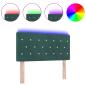 Preview: LED Kopfteil mit Kristallknopfsteppung Dunkelgrün 100 cm Samt