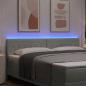 Preview: LED Kopfteil mit Kristallknopf - Hellgrau - 90 cm - Samt