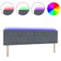 Preview: LED Kopfteil mit Kristallknopf-Steppung Dunkelgrau 90 cm Samt