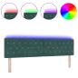 Preview: LED Kopfteil mit Kristallknopf-Steppung Dunkelgrün 90 cm Samt