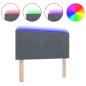 Preview: LED Kopfteil mit Knopfheftung Dunkelgrau 80 cm Samt