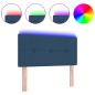 Preview: LED Kopfteil mit Knopfheftung Blau 100 cm Stoff