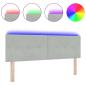 Preview: LED Kopfteil mit Knopfheftung Hellgrau 72 cm Samt