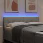 Preview: LED Kopfteil mit Knopfheftung Hellgrau 80 cm Samt