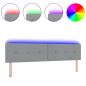 Preview: LED Kopfteil mit Knopfheftung Hellgrau 100 cm Stoff