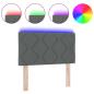 Preview: LED Kopfteil Rautenmuster Dunkelgrau 80 cm Stoff