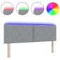 Preview: LED Kopfteil Rautenmuster Hellgrau 160 cm Stoff