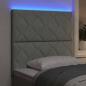 Preview: LED Kopfteil mit Diamantblockdesign, Hellgrau, 90 cm Samt