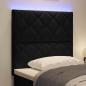 Preview: LED Kopfteil Diamantblock Design Schwarz 100 cm Samt