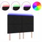 Preview: LED Kopfteil Rautenmuster Schwarz 144 cm Stoff