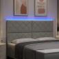 Preview: LED Kopfteil Diamantblocks Design Hellgrau 180 cm Samt