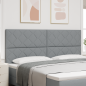 Preview: LED Kopfteil Rautenmuster Hellgrau 200 cm Stoff