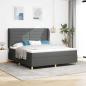 Preview: ARDEBO.de - Boxspringbett mit Matratze Dunkelgrau 180x200 cm Stoff