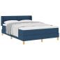 Preview: Blaues Stoff-Boxspringbett mit Matratze 160x200 cm