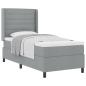 Preview: ARDEBO.de - Boxspringbett mit Matratze Hellgrau 90x190 cm Stoff