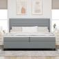 Preview: Boxspringbett mit Matratze Hellgrau 200x200 cm Stoff