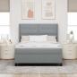 Preview: Boxspringbett mit Kissen Hellgrau 200 x 160 cm Stoff