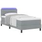 Preview: LED Boxspringbett mit Matratze Hellgrau 80x200 cm Stoff