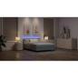Preview: LED Boxspringbett mit Matratze Hellgrau 140x200 cm Stoff