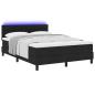 Preview: LED Boxspringbett mit Matratze Schwarz 140x200 cm Stoff