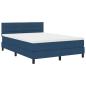 Preview: LED Boxspringbett mit Matratze Blau 140x200 cm Stoff