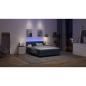 Preview: LED Boxspringbett mit Matratze Blau 140x200 cm Stoff