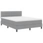 Preview: LED Boxspringbett mit Matratze Hellgrau 160x200 cm Stoff