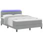 Preview: LED Boxspringbett mit Matratze Hellgrau 160x200 cm Stoff