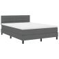 Preview: LED Boxspringbett mit Matratze Dunkelgrau 160x200 cm Stoff