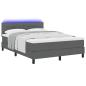 Preview: LED Boxspringbett mit Matratze Dunkelgrau 160x200 cm Stoff