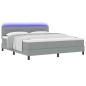 Preview: LED Boxspringbett mit Matratze Hellgrau 180x200 cm Stoff