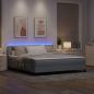 Preview: LED Boxspringbett mit Matratze Hellgrau 180x200 cm Stoff