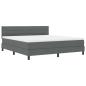 Preview: ARDEBO.de - LED Boxspringbett mit Matratze Dunkelgrau 180x200 cm Stoff