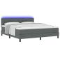 Preview: LED Boxspringbett mit Matratze Dunkelgrau 180x200 cm Stoff