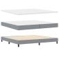 Preview: ARDEBO.de - LED Boxspringbett mit Matratze Hellgrau 200x200 cm Stoff