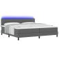 Preview: LED Boxspringbett mit Matratze Dunkelgrau 200x200 cm Stoff