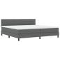Preview: LED Boxspringbett mit Matratze Dunkelgrau 200x200 cm Stoff