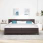 Preview: LED Boxspringbett mit Matratze Dunkelbraun 200x200 cm Stoff