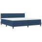 Preview: LED Boxspringbett mit Matratze Blau 200x200 cm Stoff